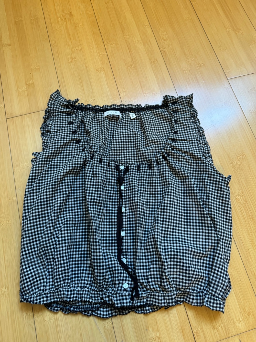 Doen Black & White Gingham La Maddalena Traveler Top XS
